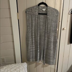 Pure Jill Sleeveless Cardigan Women’s XL Gray Linen Blend Knit Lagenlook Sweater